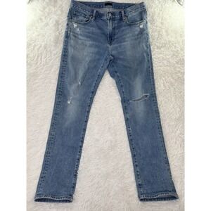 Uniqlo Men’s Jeans Slim Straight Distressed Mid-Rise Medium‎ Wash Pants Size 32